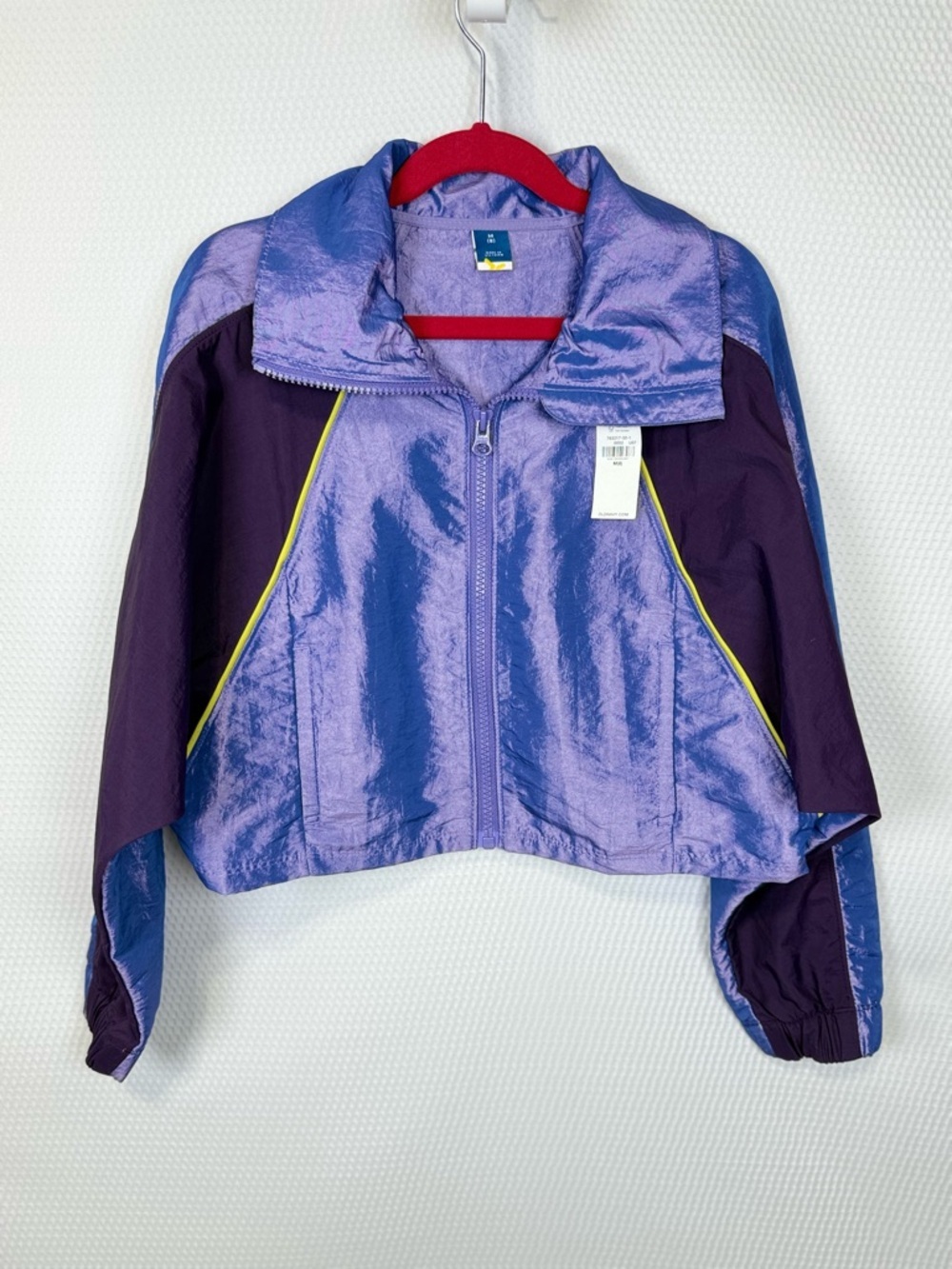 Old Navy Girls Purple Metallic Cropped Jacket with Contrast Trim Size 8 NWT